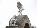 Eagle and lion statues